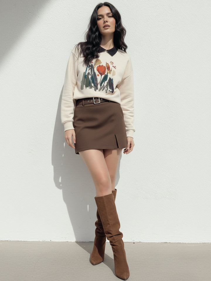 White Graphic Oversized Sweatshirt