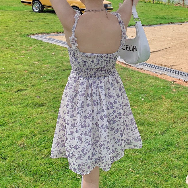 Purple Fit And Flare Ruched Mini Dress