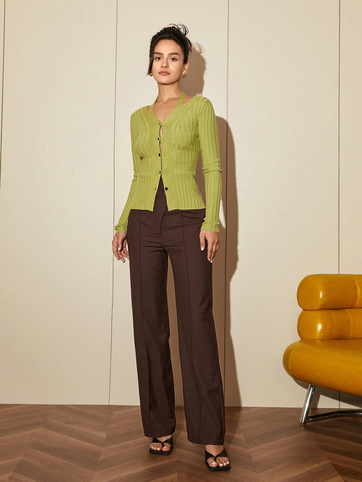 Green Buttoned Knit Top
