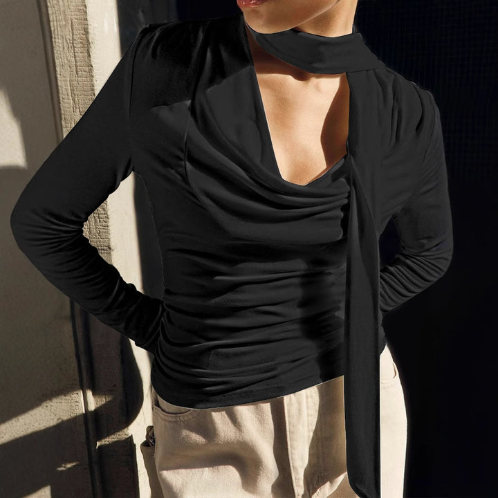 Black Cowl Neck Solid Top