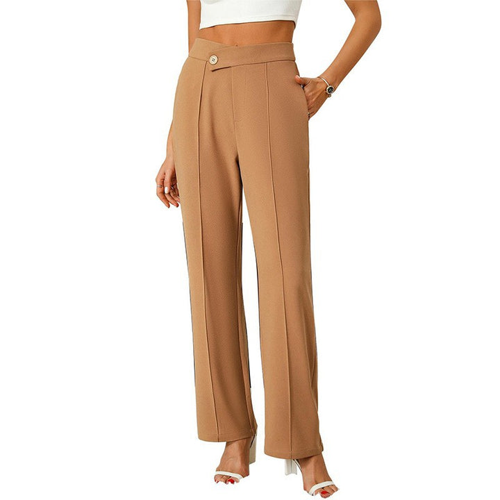 Beige Criss Cross Waistband Pin Tucked Trouser
