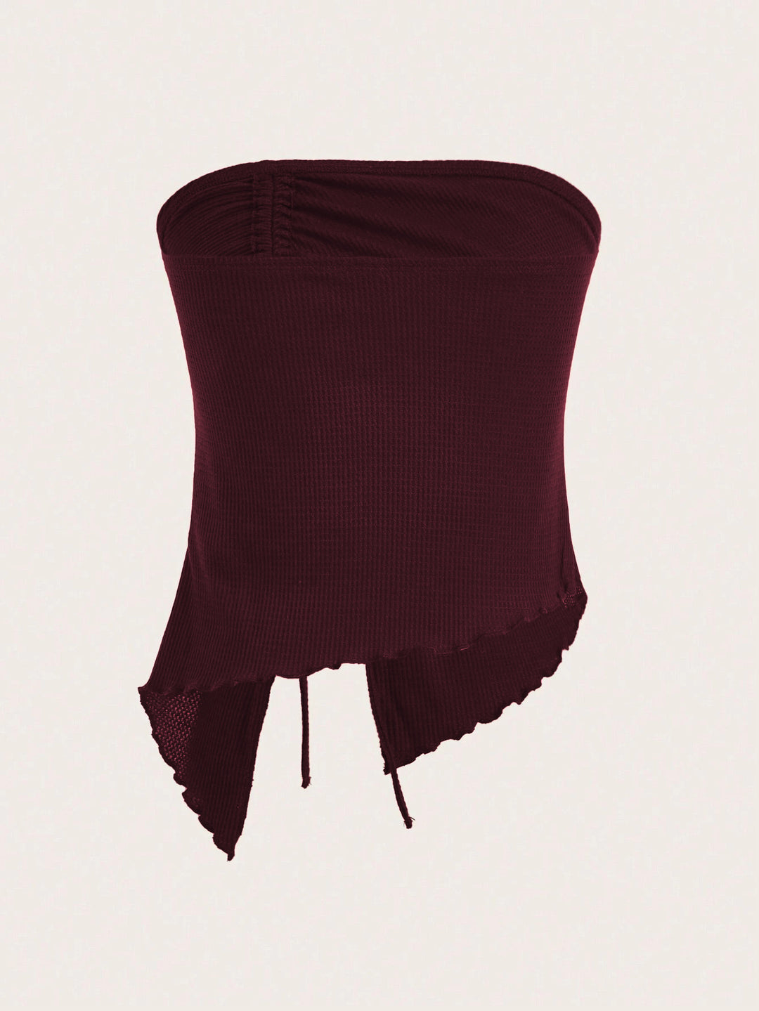 Wine Strapless Ruched Top