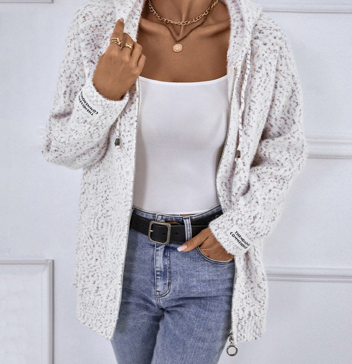 White Full Sleeves Textured Cardigan