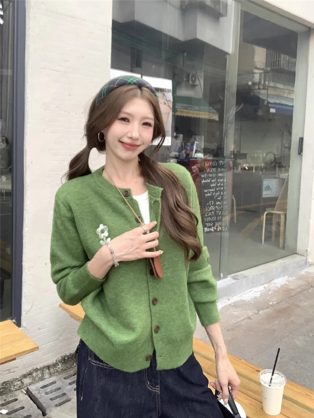 Olive Full Sleeve Front Buttoned Cardigan