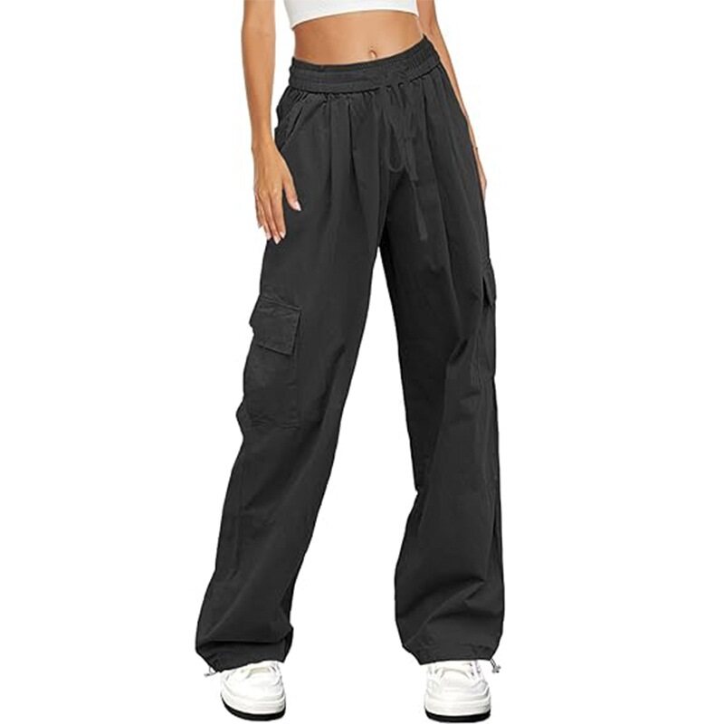 Black Elasticated Waistband Trousers With Cargo Pockets