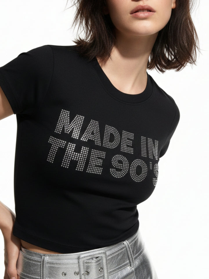 Black Studded Graphic T-Shirt