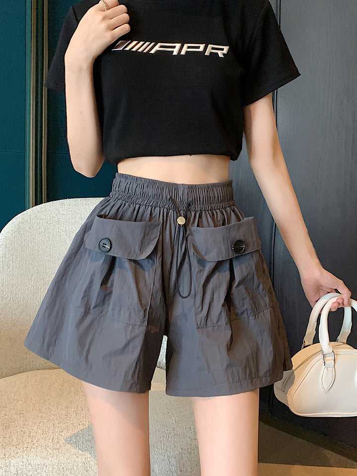 Grey Front Pocket Shorts