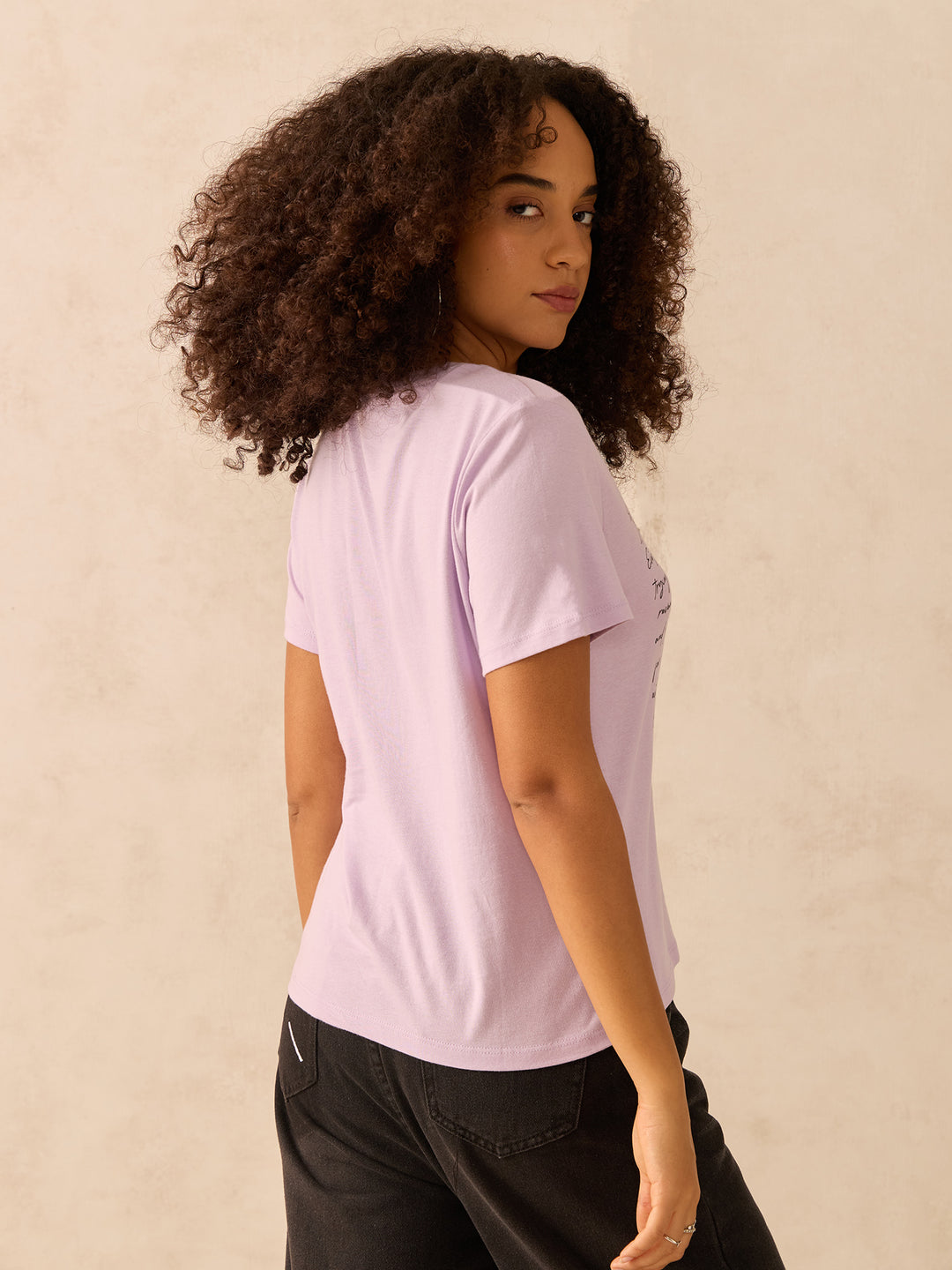Lilac Regular Fit Graphic Tshirt