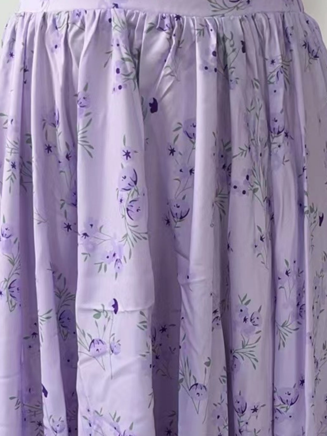 Purple Floral Printed Flared Skirt