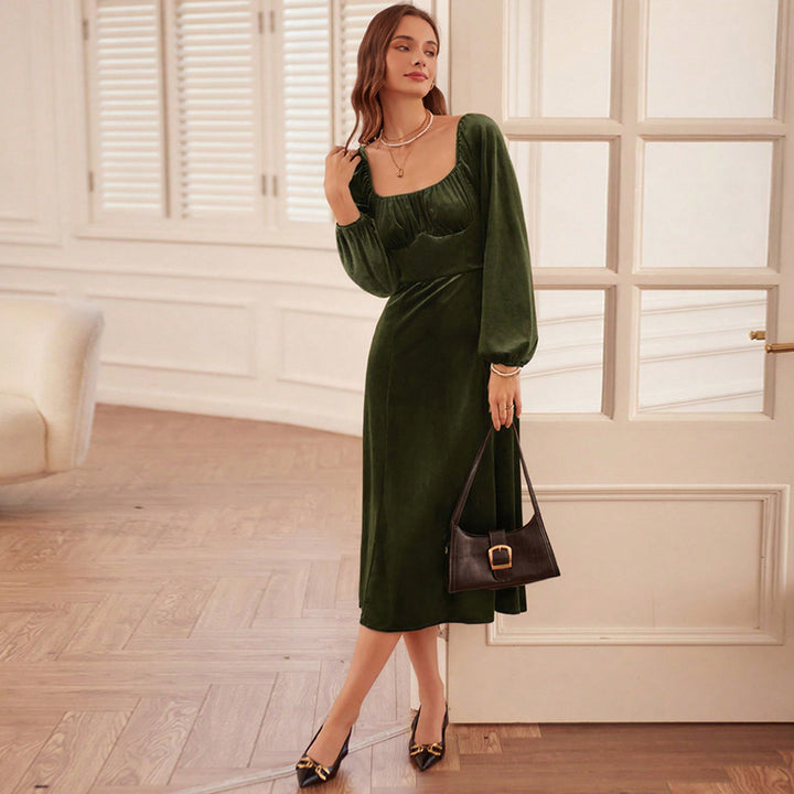 Olive Bustier Velour Dress