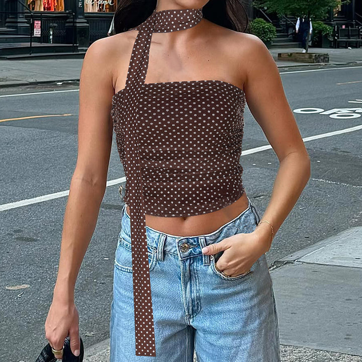 Brown Polka Dot Tube Camisole