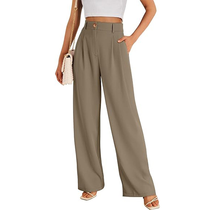 Taupe Wide Leg Pleated Pants