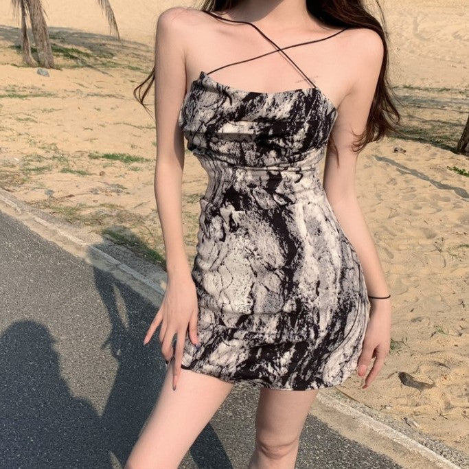 Multi Fit And Flare Front Cross Mini Dress