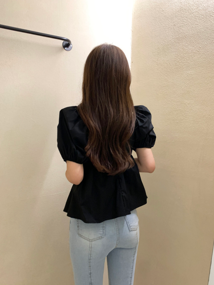 Black Square Neck Top