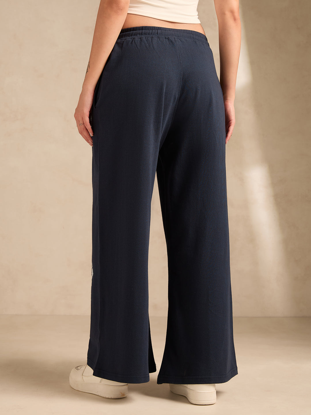 Navy Blue Cuffed Jogger With Side Graphic Print