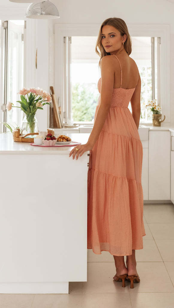 Pink Smocked Bustier Strappy Dress