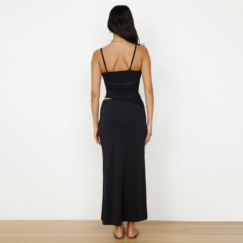 Black Strappy Cut Out Mesh Dress