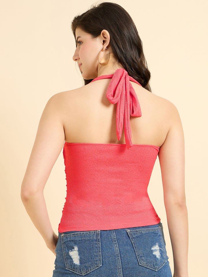 Coral Tie Up Halter Top