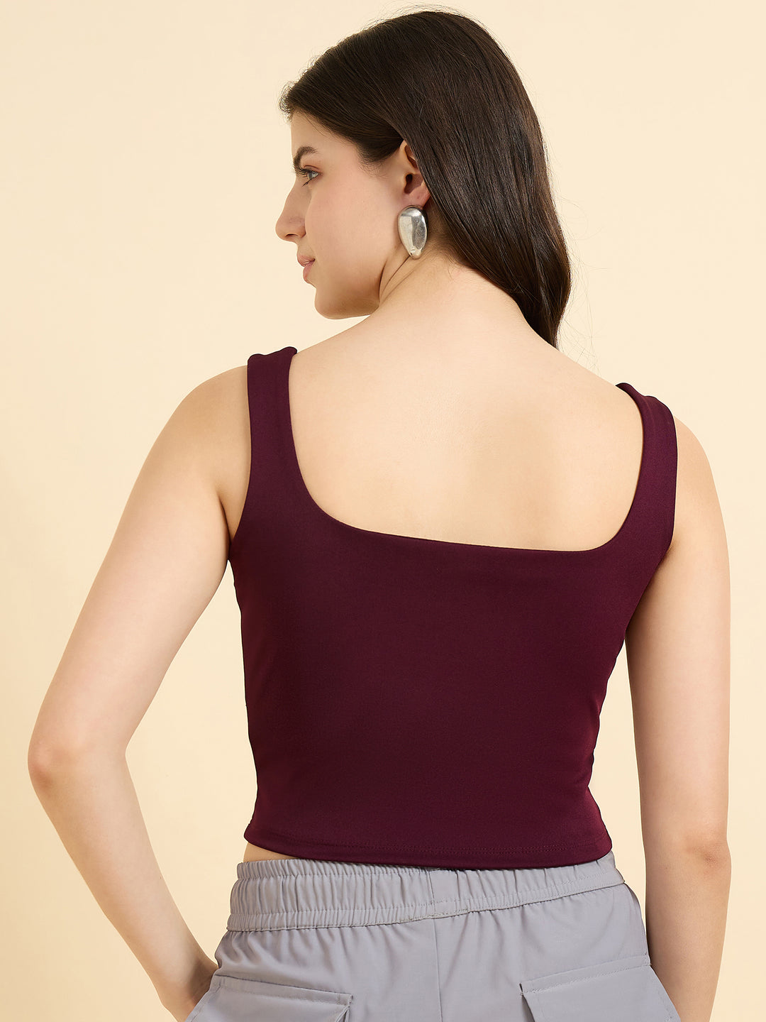 Maroon Square Neck Tank Top