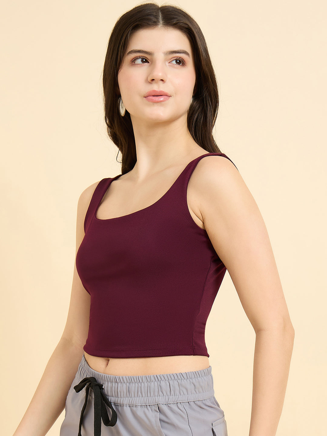 Maroon Square Neck Tank Top
