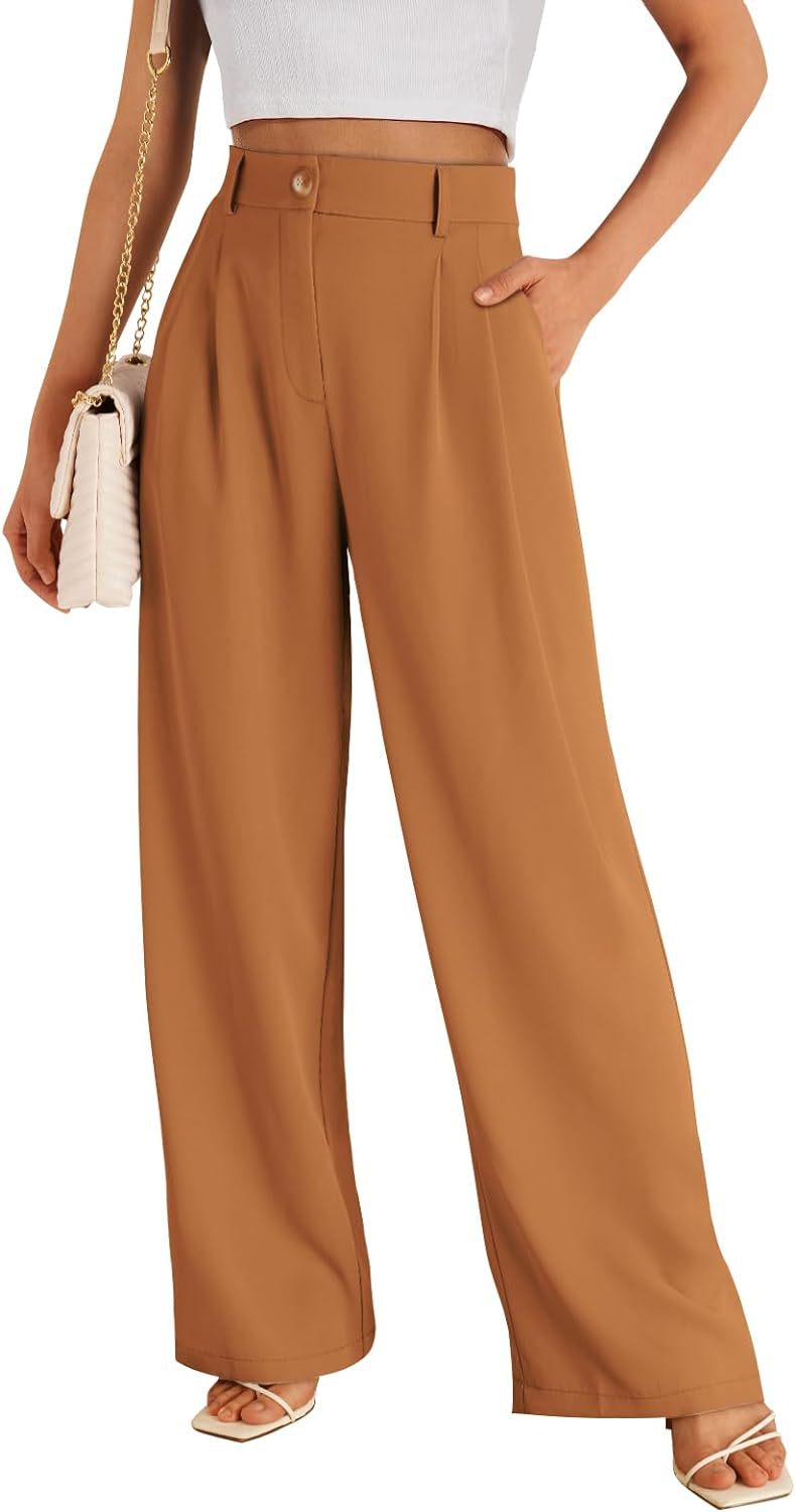 Rust Wide Leg Pleated Pants