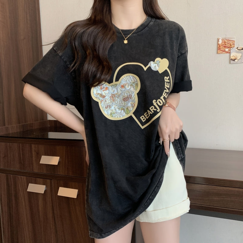 Black Chest Print Graphic Tshirt