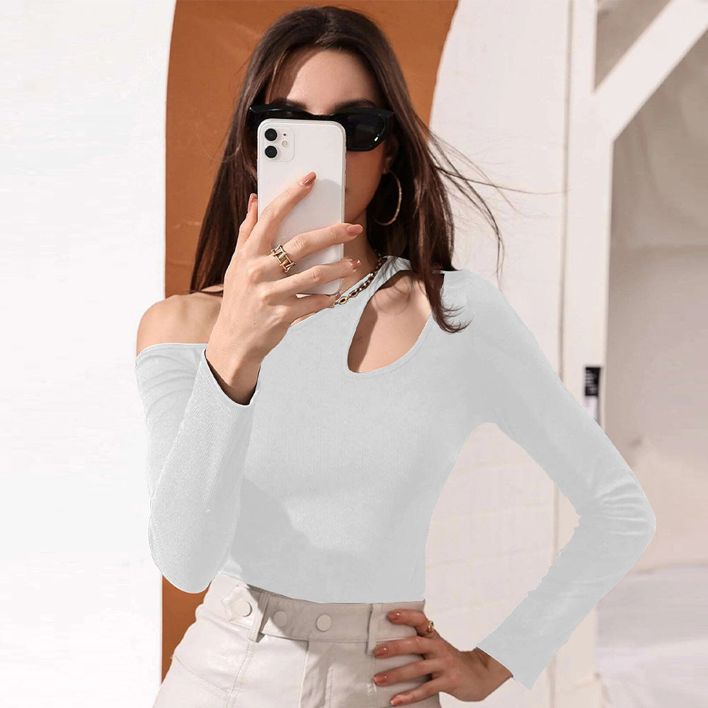 White Off-Shoulder Cut Out Sleeve Top