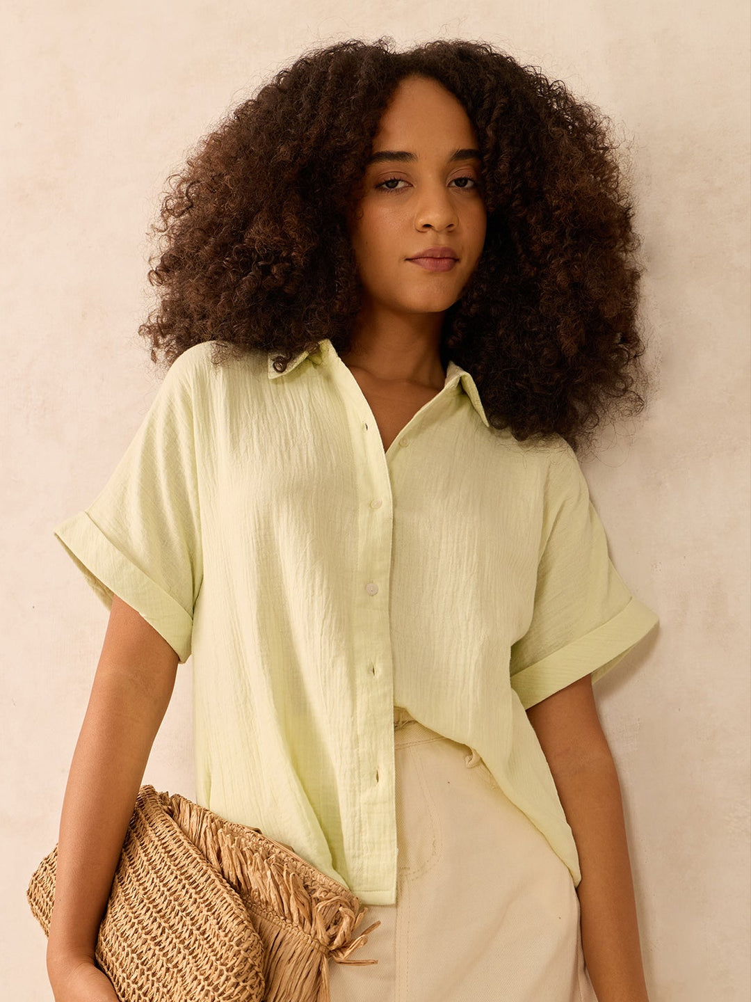 Yellow Relaxed Fit Button Down Shirt