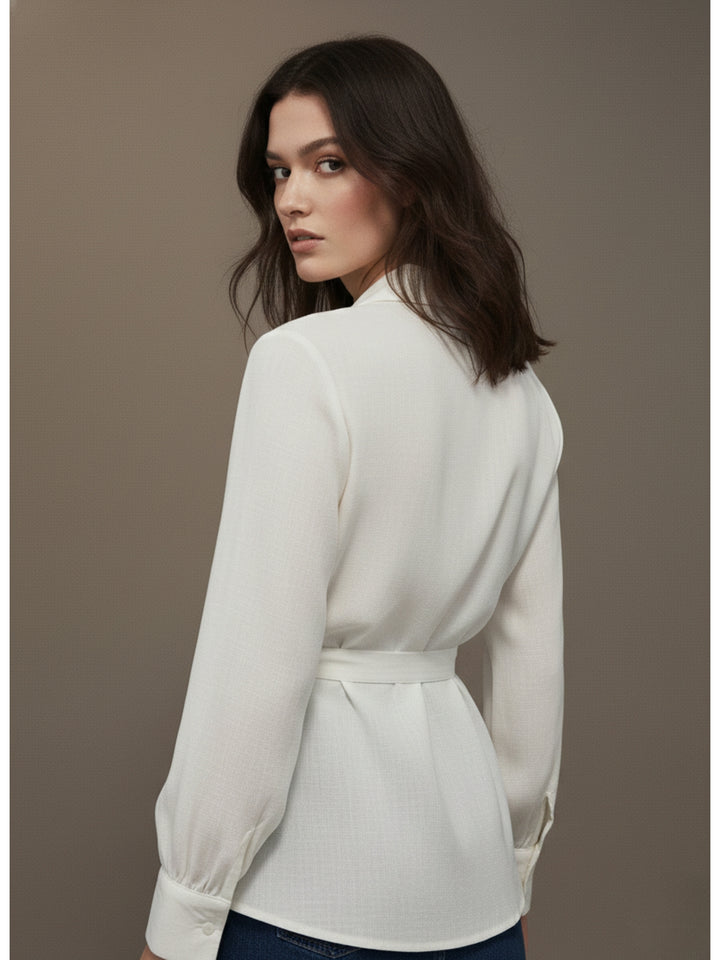 Off White Party Shirt With Han Embellished Detail