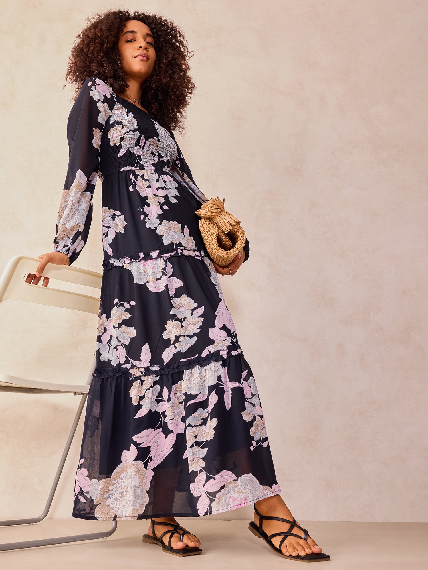 Black Full Sleeve Fit & Flare Dress