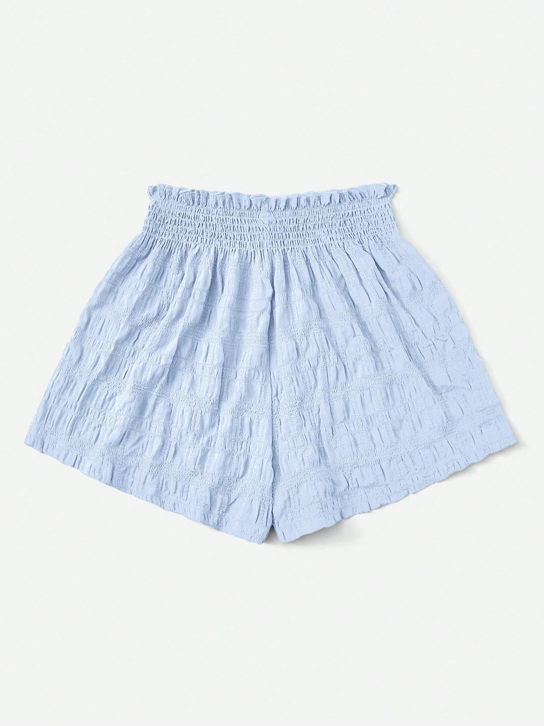 Blue Flowy Textured Shorts