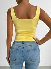 Yellow Wide Shoulder Strap Round Neck Top