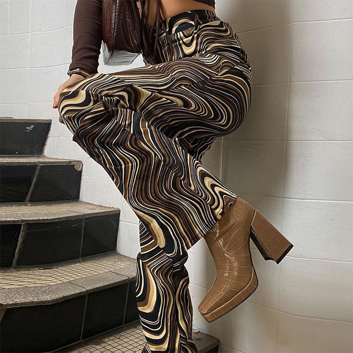 Black Printed Straight Fit Pants