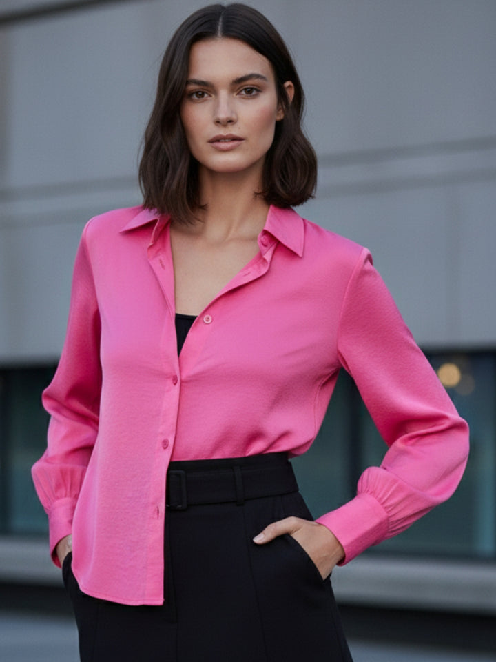 Pink Relaxed Fit Satin Shirt