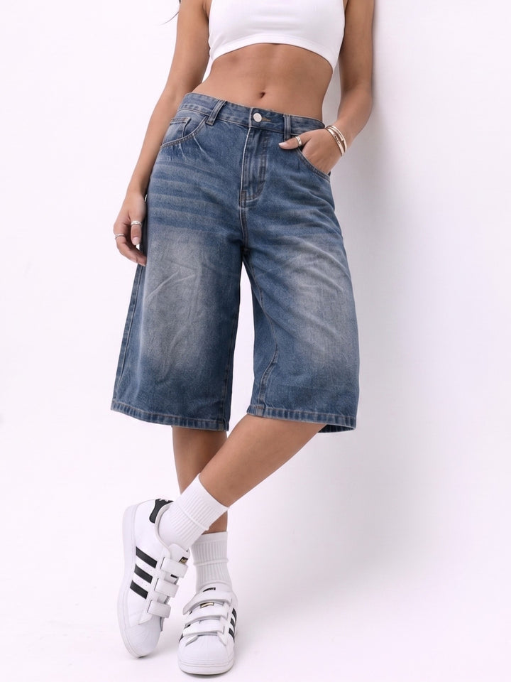 Blue Faded Bermuda Shorts