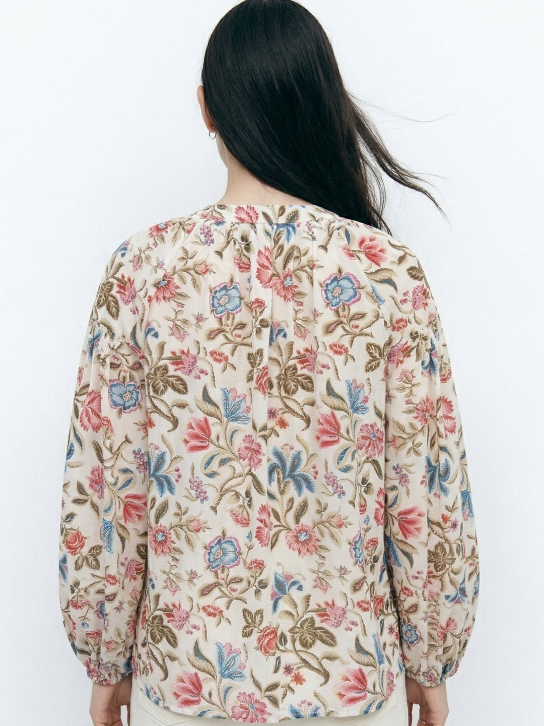 Multi Mandarin Neck Relaxed Printed Top