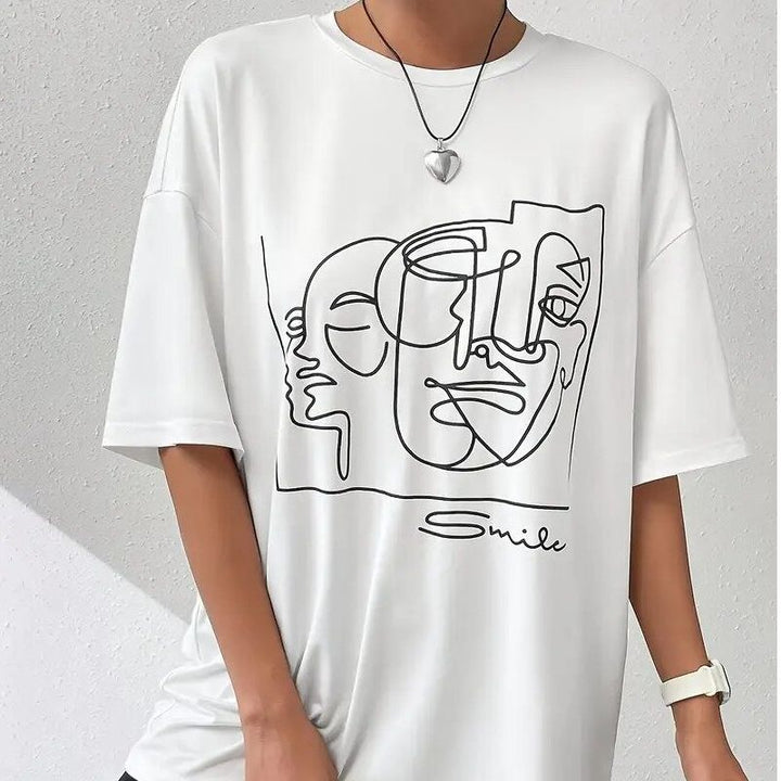 White Chest Print Graphic Tshirt