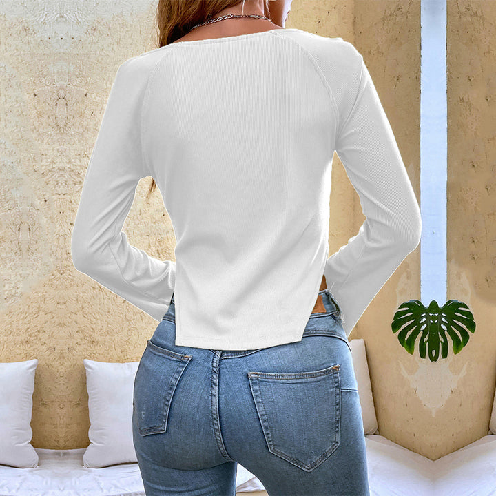 White Bell Sleeve Side Slit Top