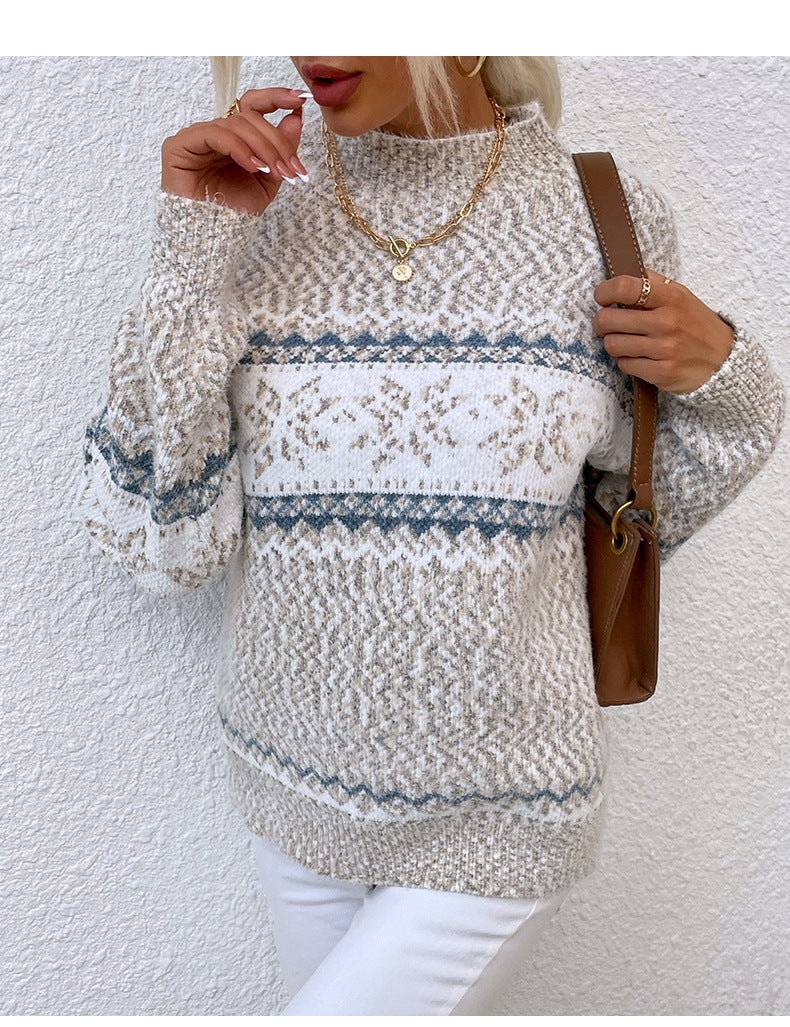 Cream Full Sleeves Printed Sweater