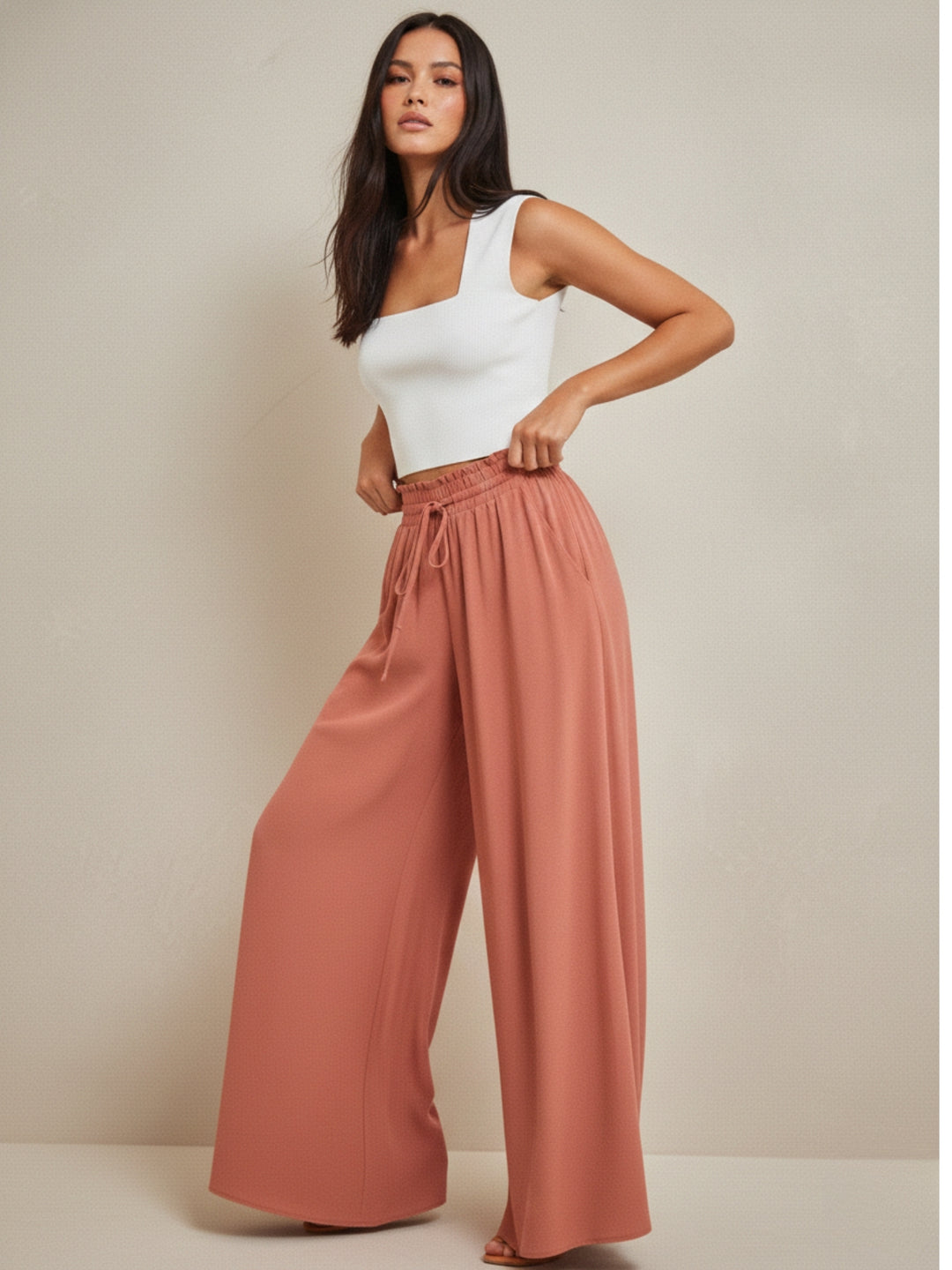 Peach Full Sleeve Flared Pant