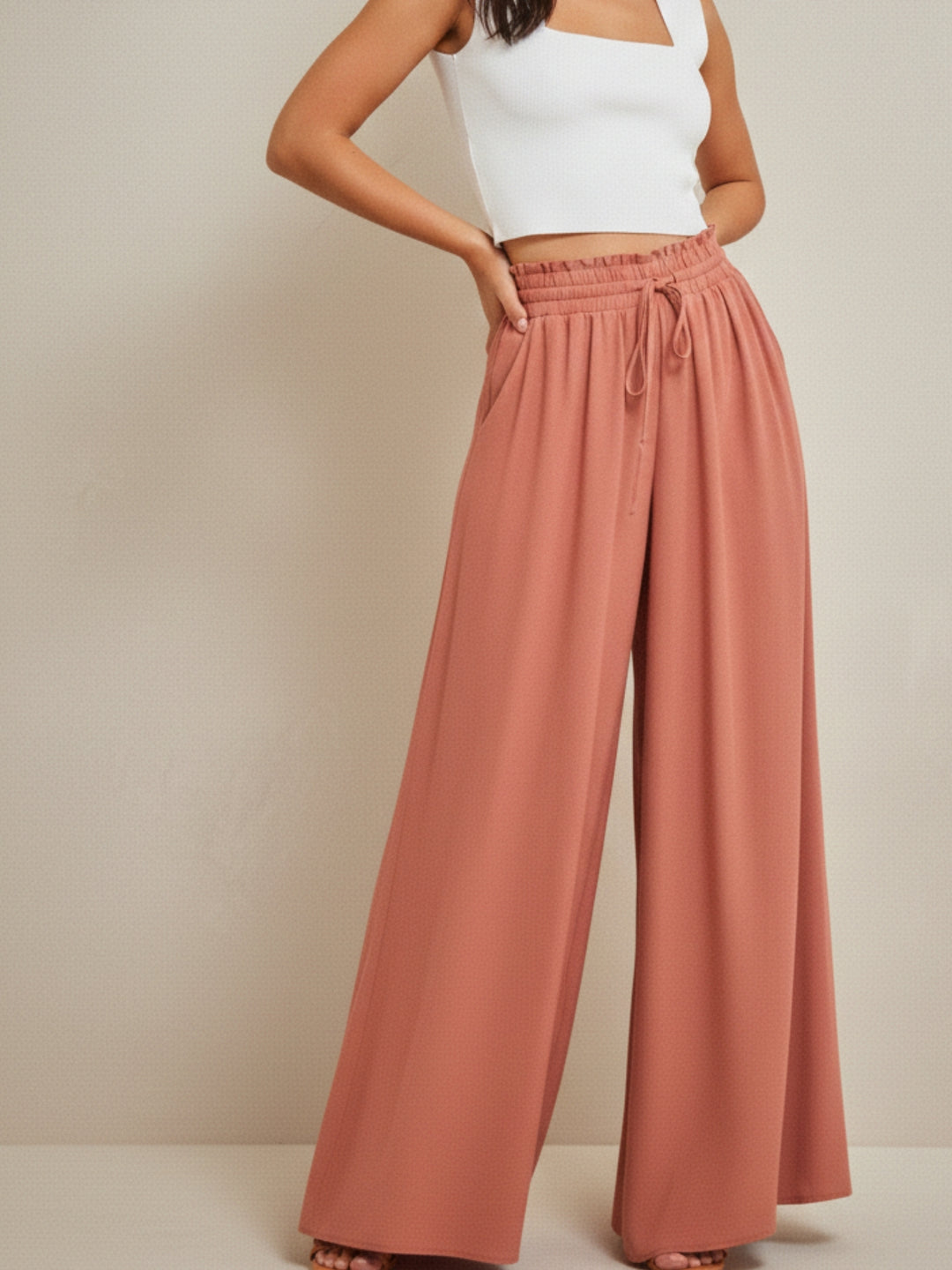 Peach Full Sleeve Flared Pant