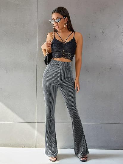 Grey Fitted And Flared Trouser
