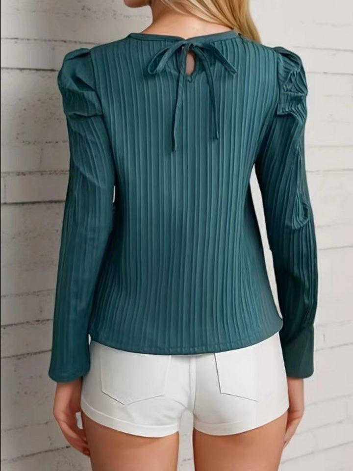 Olive Full Puff Sleeves Top