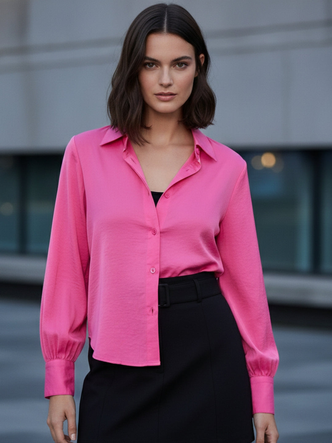 Pink Relaxed Fit Satin Shirt