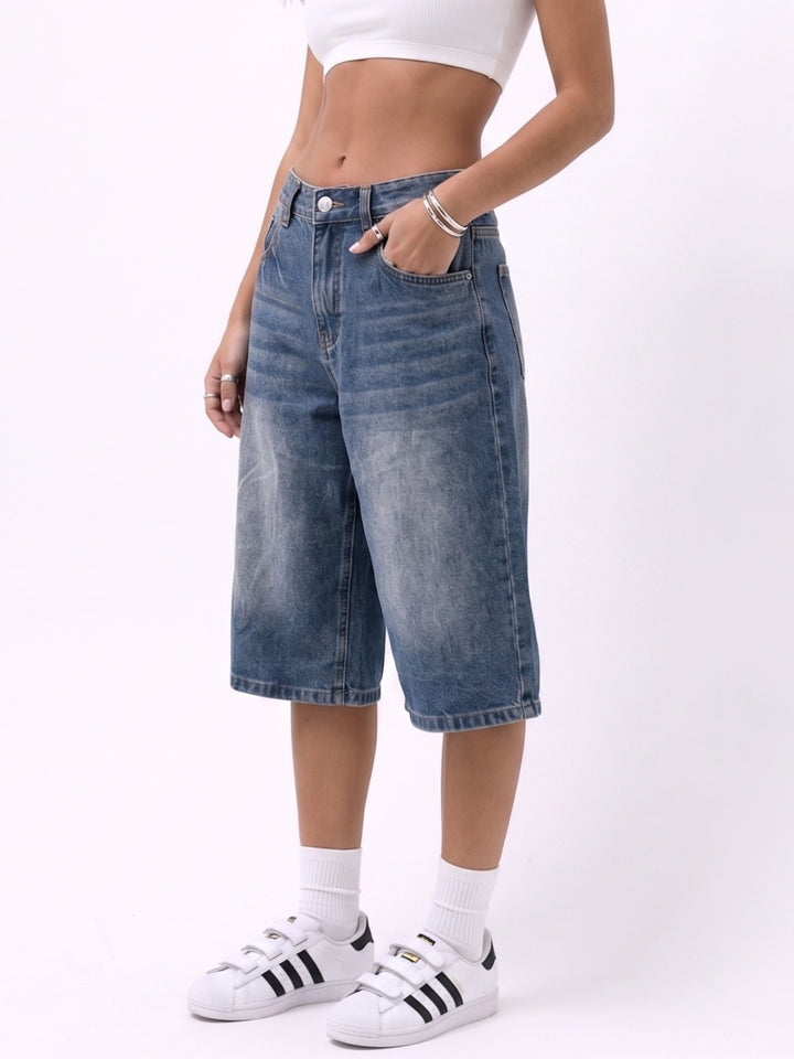 Blue Faded Bermuda Shorts