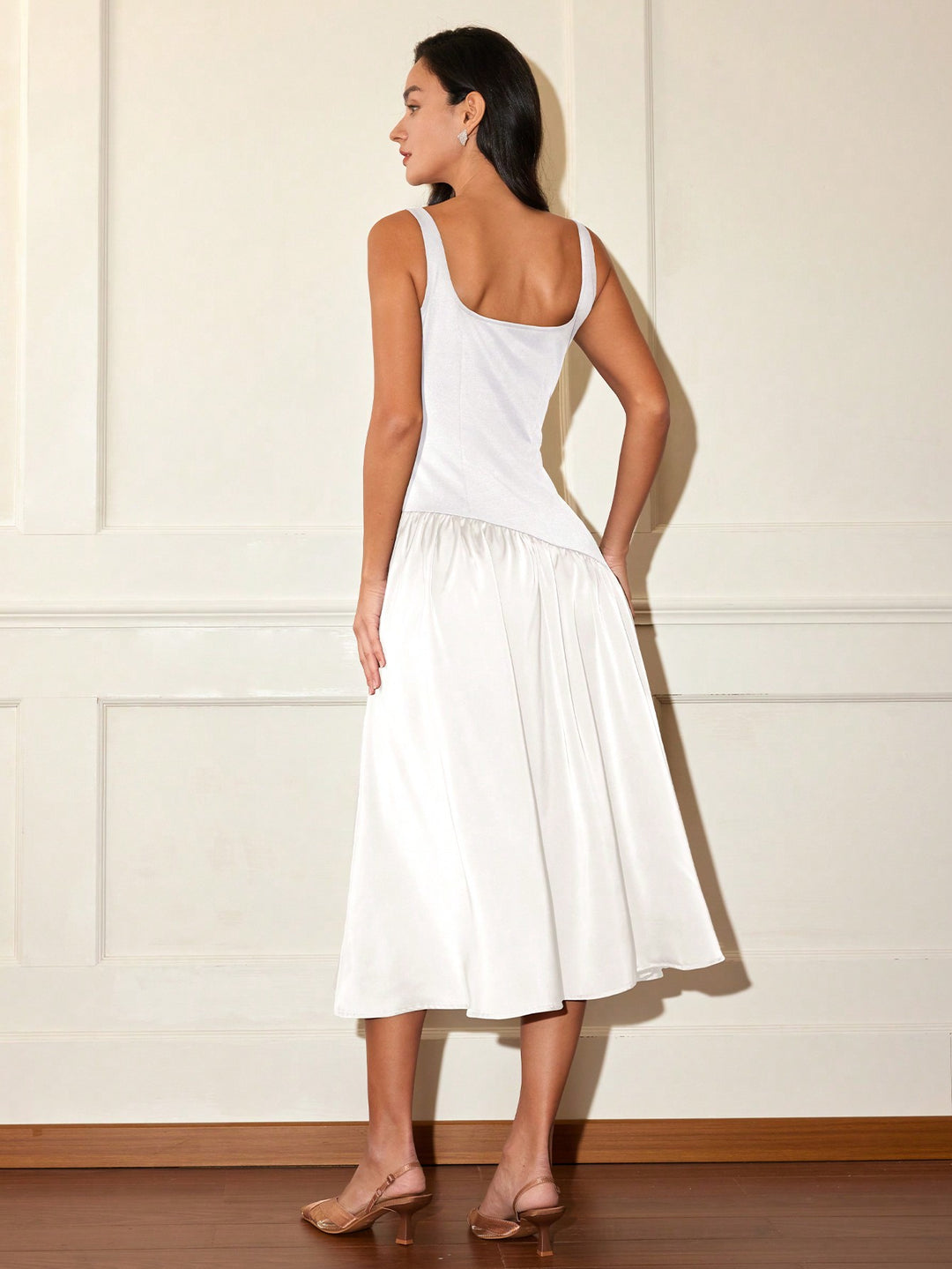White  Flare Hem Sleeveless Dress