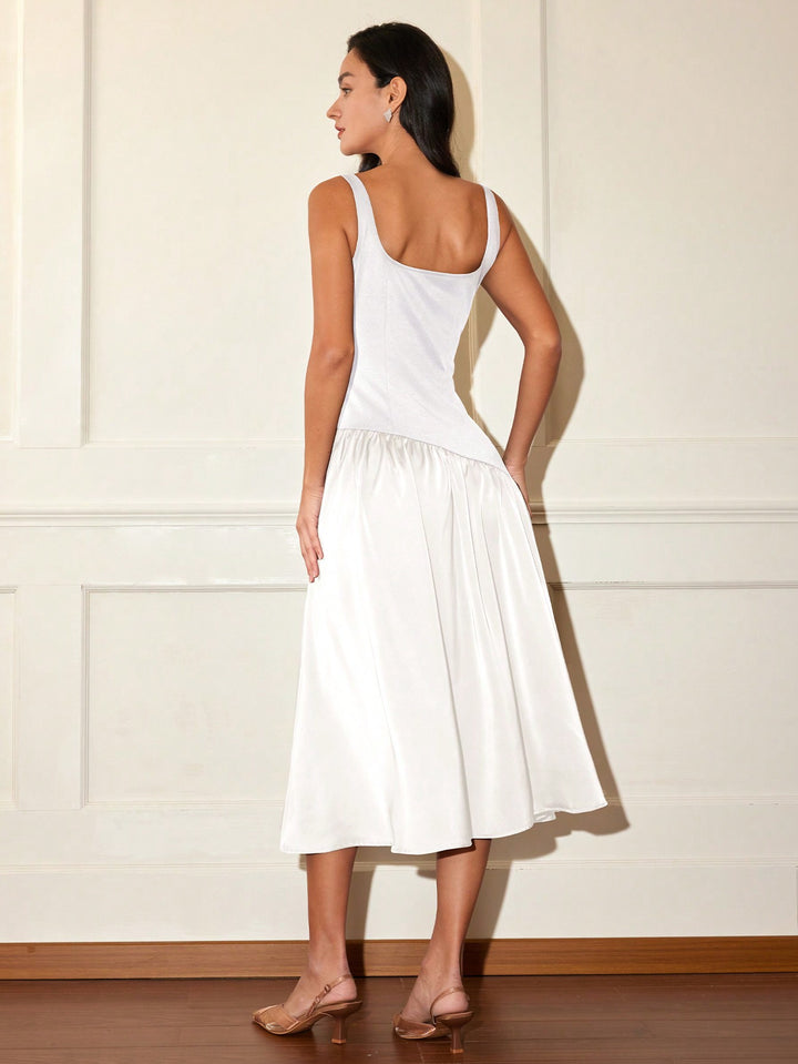 White  Flare Hem Sleeveless Dress