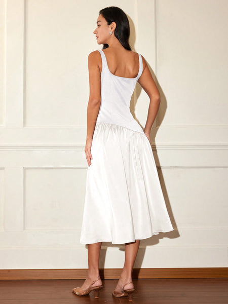 Shop White Flare Hem Sleeveless Dress - for Women | OUTZIDR