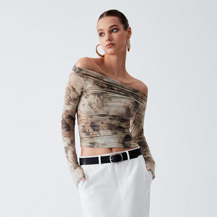 Multi Printed Off Shoulder  Crop Top