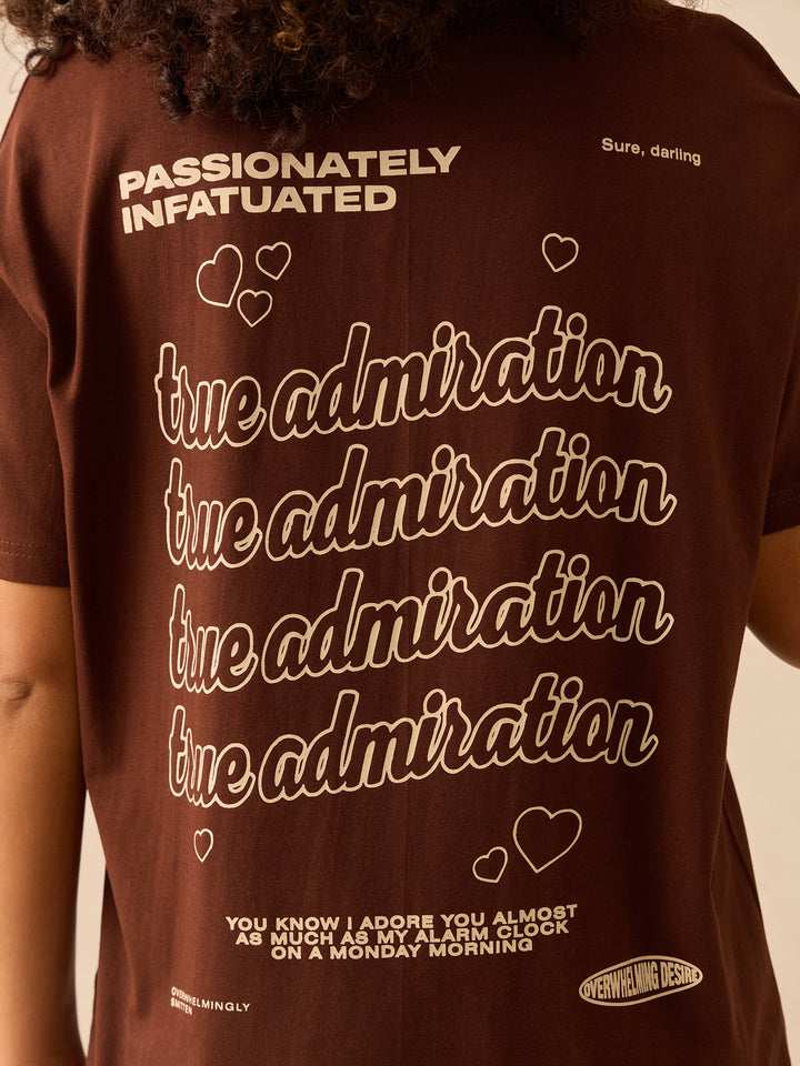 Brown Crew Neck Graphic T-Shirt